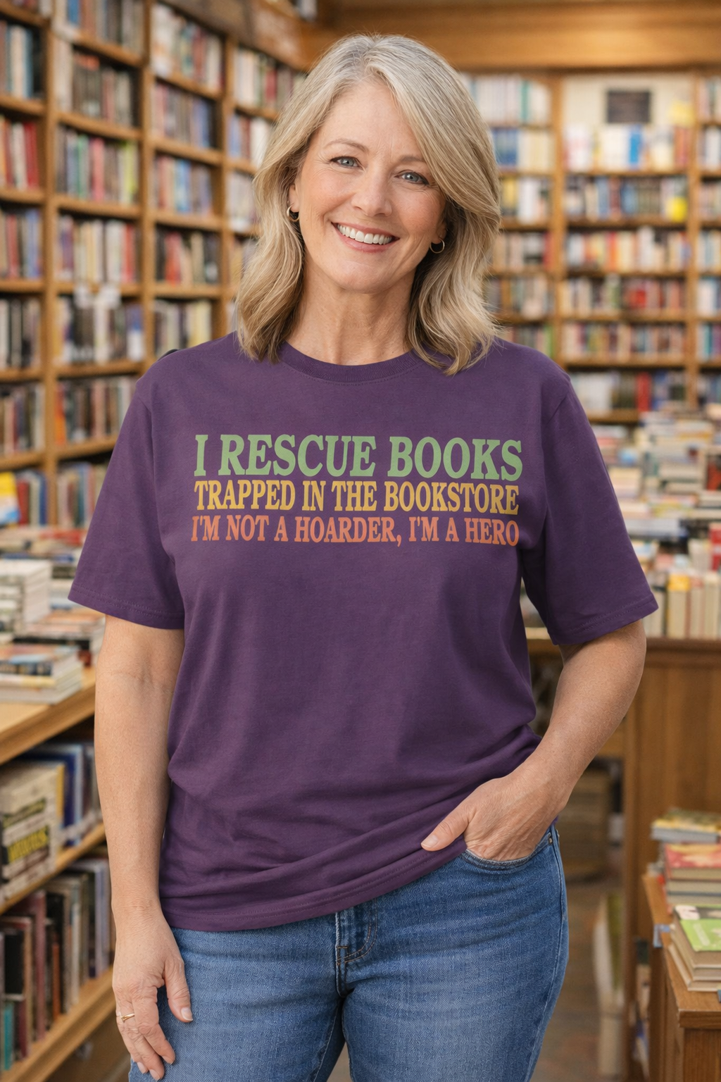 Book Lovers Unisex T-Shirt, I Rescue Books Graphic Tee,  Gift for Bookworms,