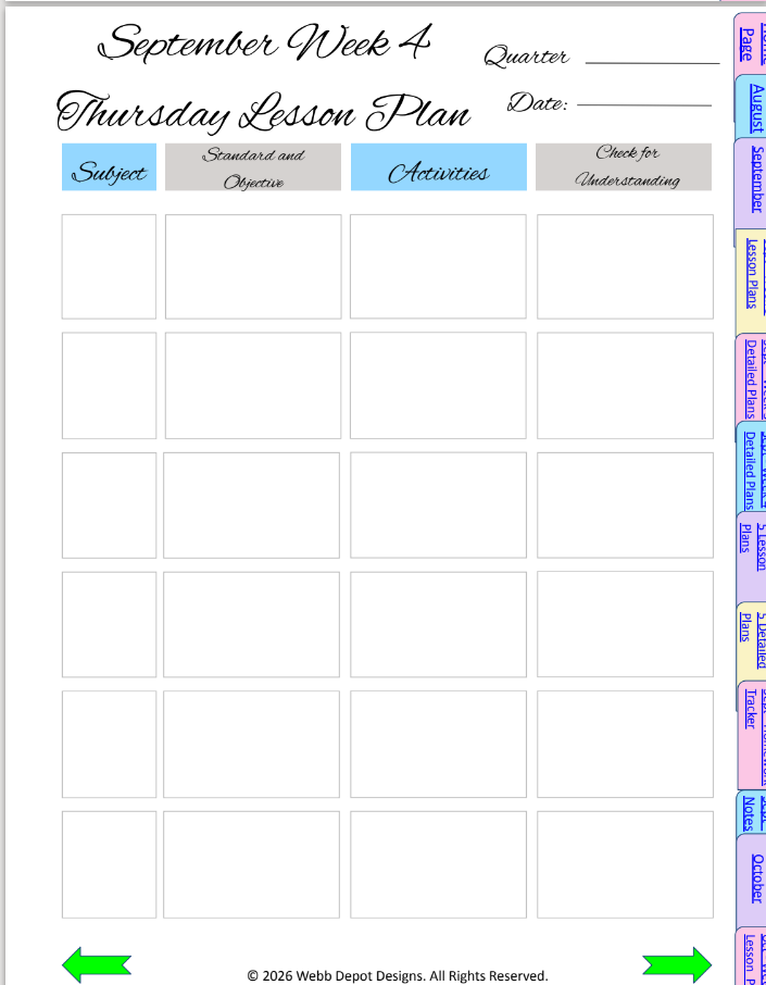 2026–2027 Digital Teacher Planner | Hyperlinked Goodnotes Lesson Planner | Weekly & Detailed Lesson Plan Templates | Teacher Organizer