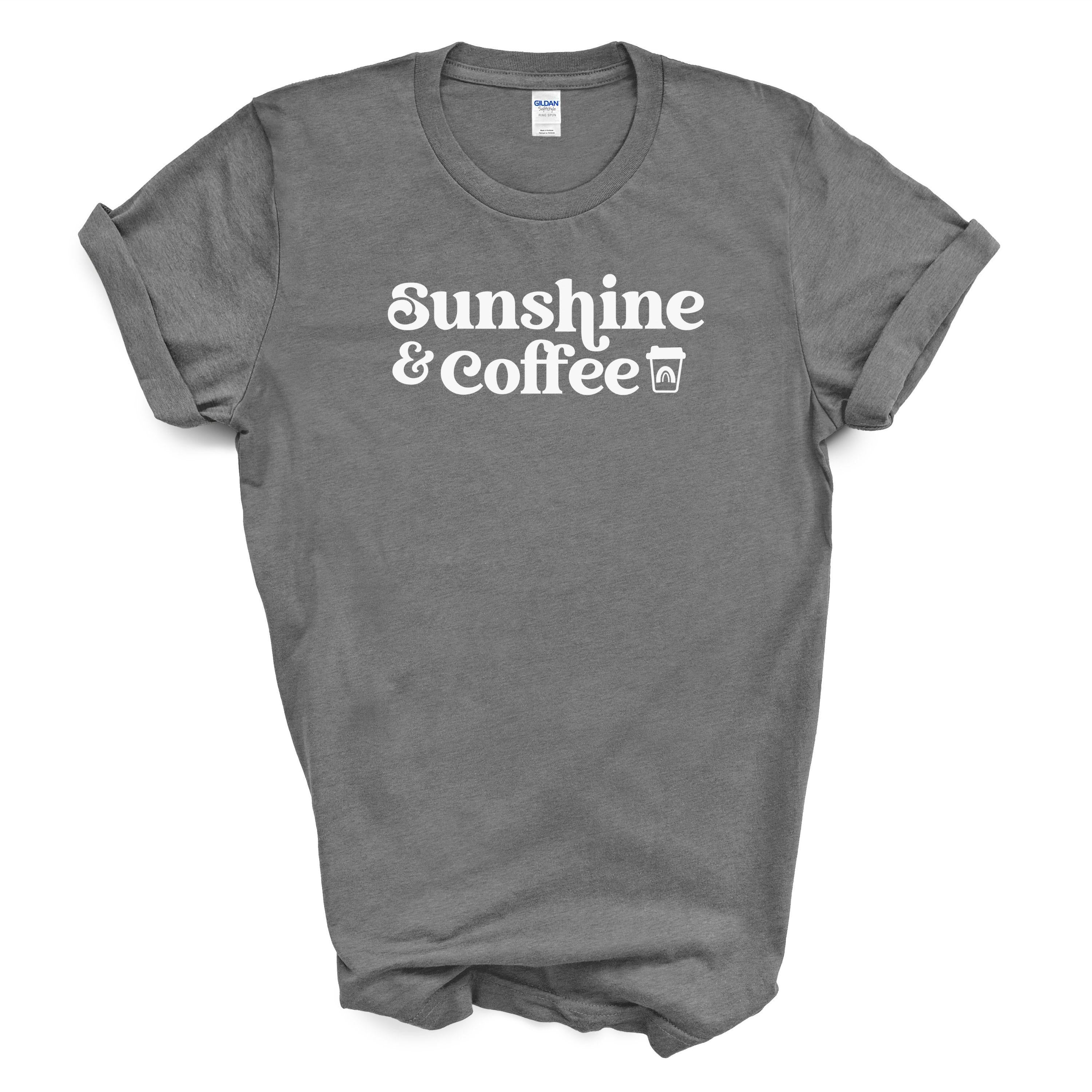 Sunshine and Coffee Shirt – Retro Graphic Tee – HTV Gildan 5000 Unisex Top