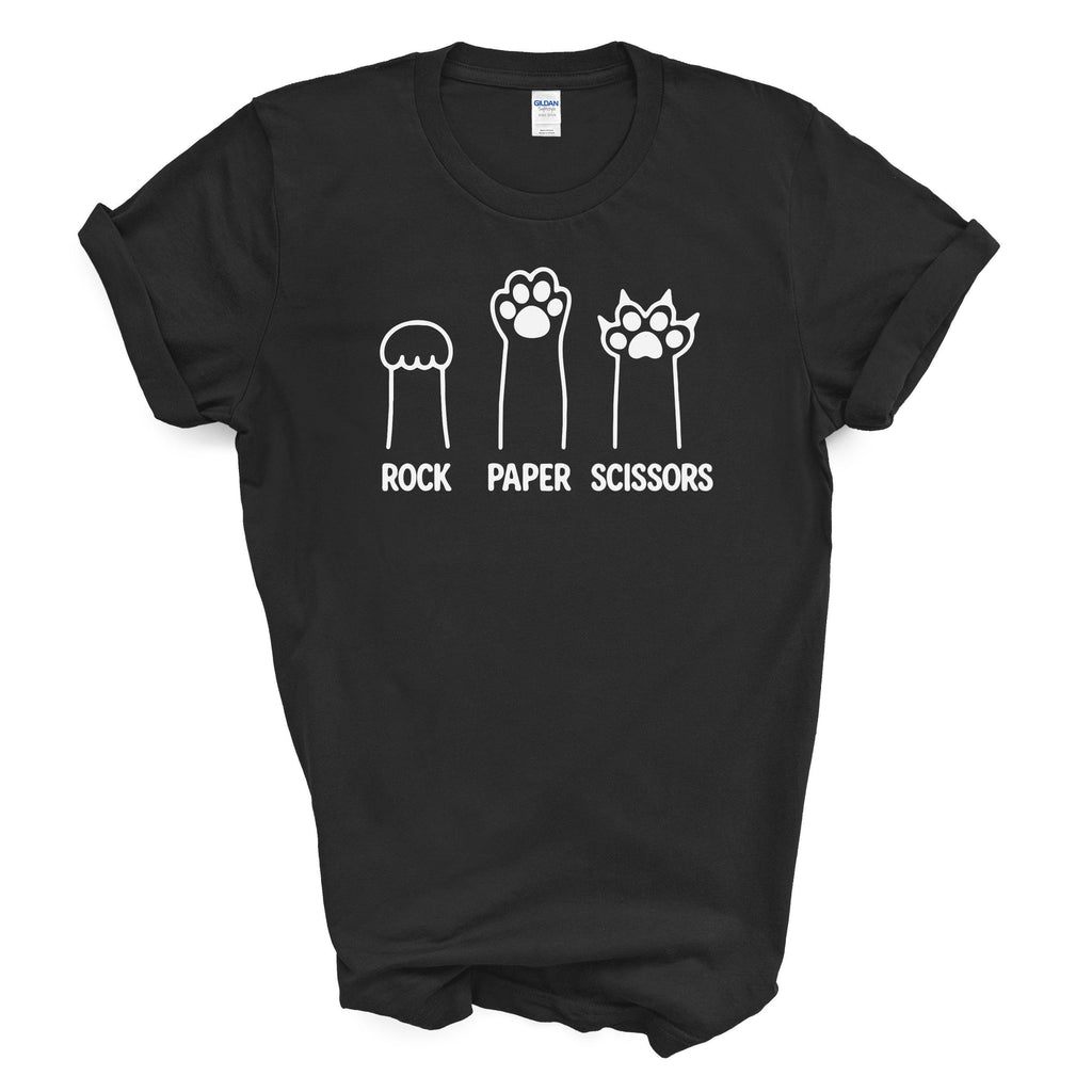 Rock Paper Scissors Cat Paw Shirt Funny Pet Lover Gildan 5000 Tee