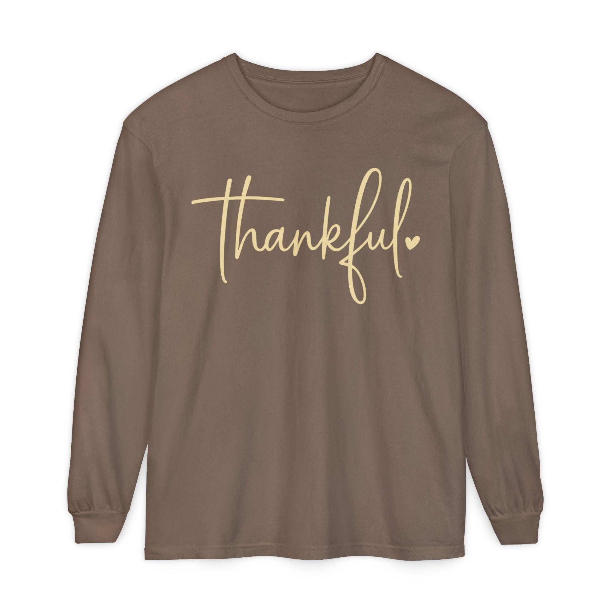 Thankful Long Sleeve T-Shirt | Cozy Fall Apparel, Thanksgiving Gift, Casual Style,