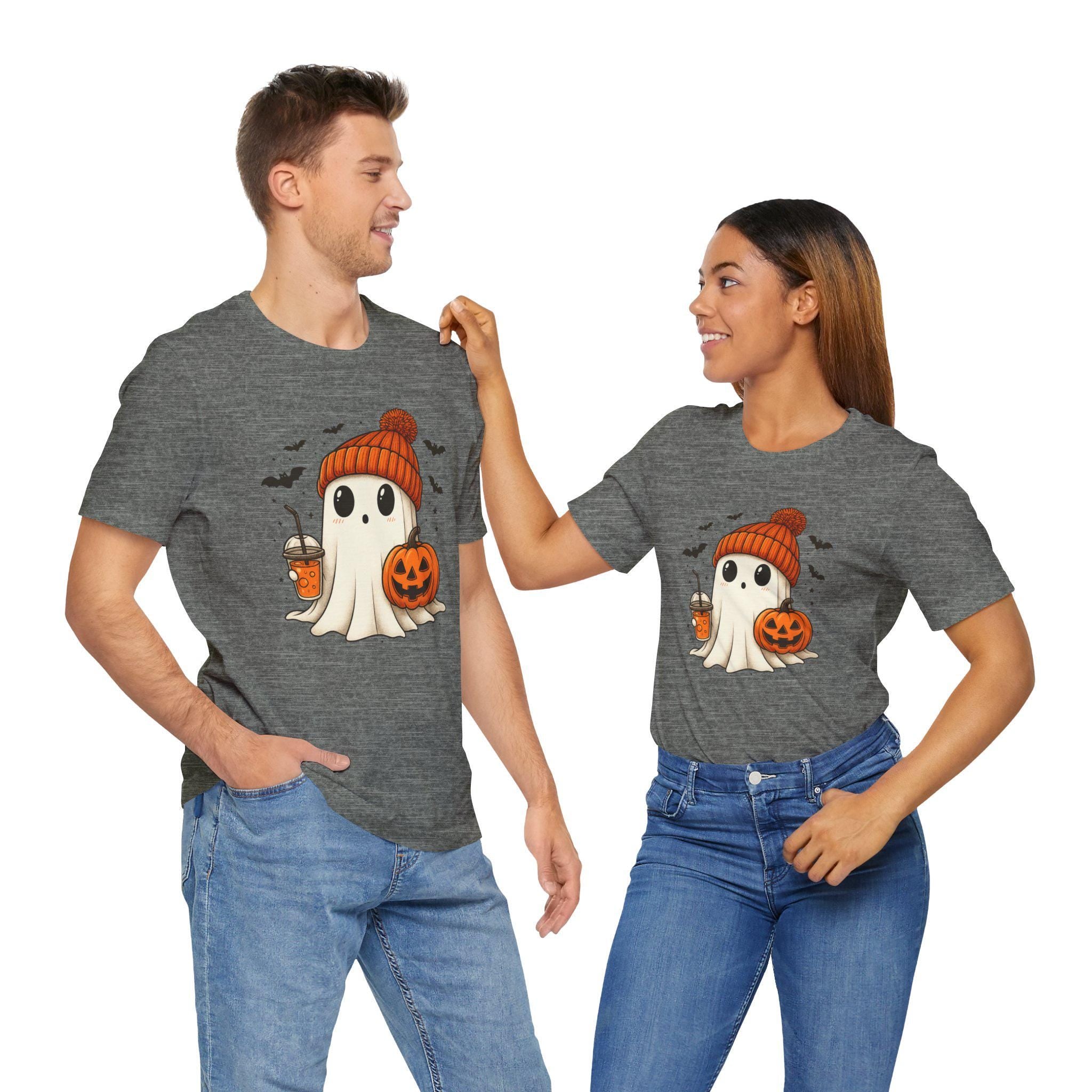 Ghost Pumpkin Halloween Shirt | Autumn Coffee Graphic Cotton Tee