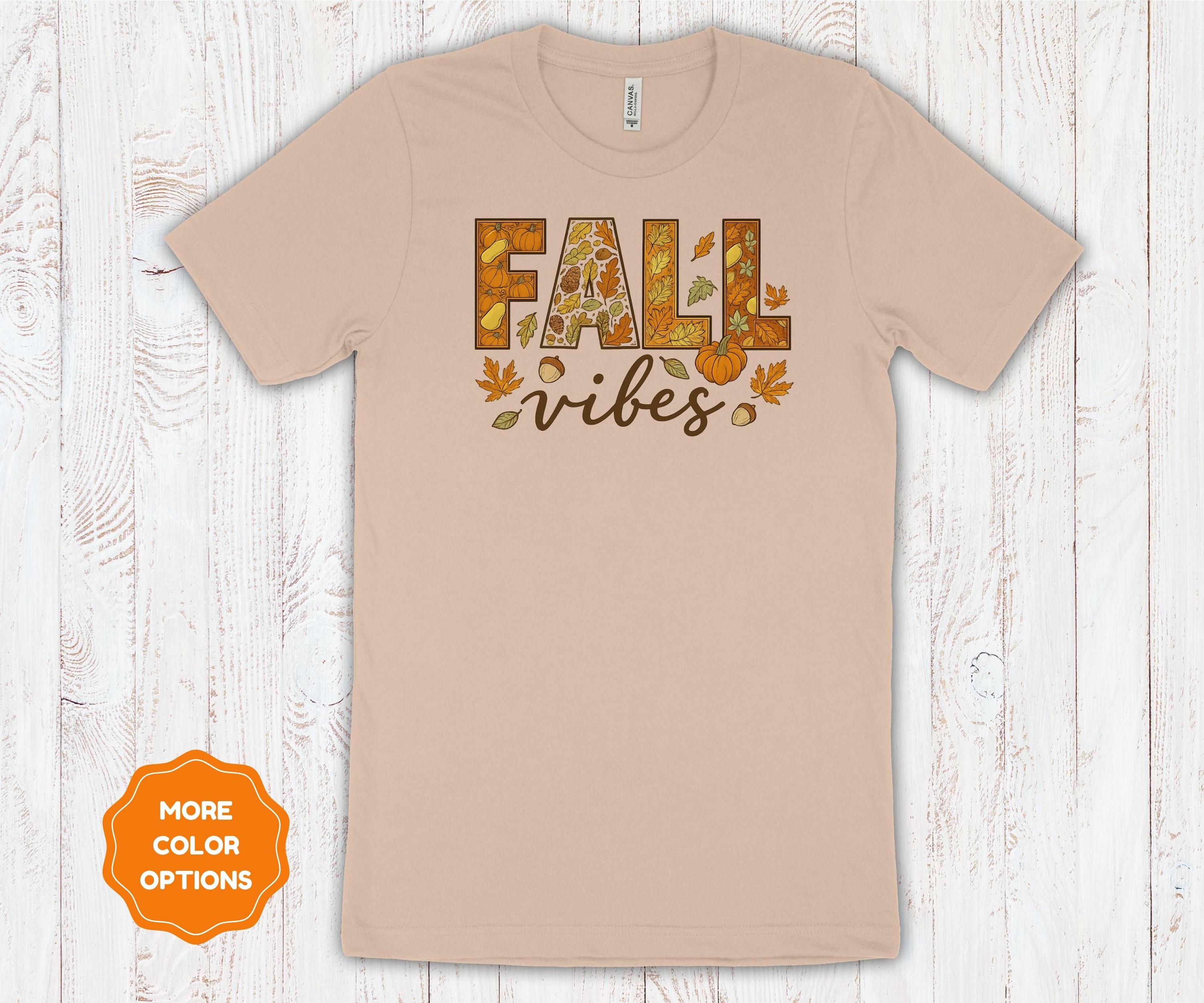 Fall Vibes | Autumn Leaves & Pumpkin Graphic Tee | Cozy Bella Canvas Unisex T-Shirt |