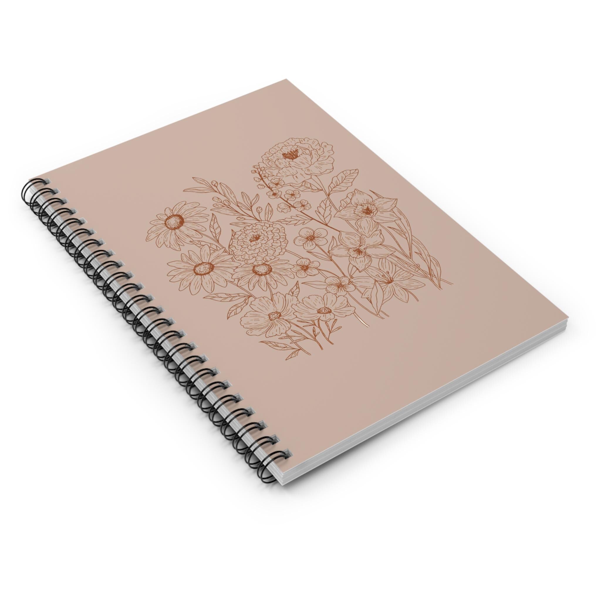 Floral Spiral Notebook - Ruled Line, Blooming Inspiration, Journaling, Sketching, Gift for Students, Nature Lover's Diary