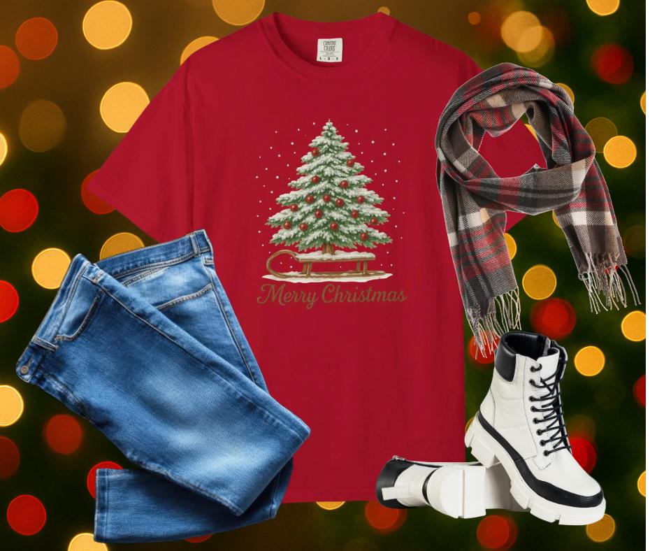 Cozy Christmas T-shirt - Unisex Garment-Dyed Tee, Holiday Gift, Festive Apparel, Casual Christmas Wear