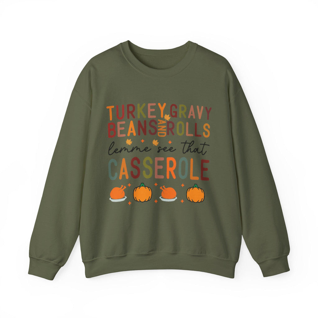Thanksgiving Sweatshirt  Turkey Gravy Beans Rolls Casserole