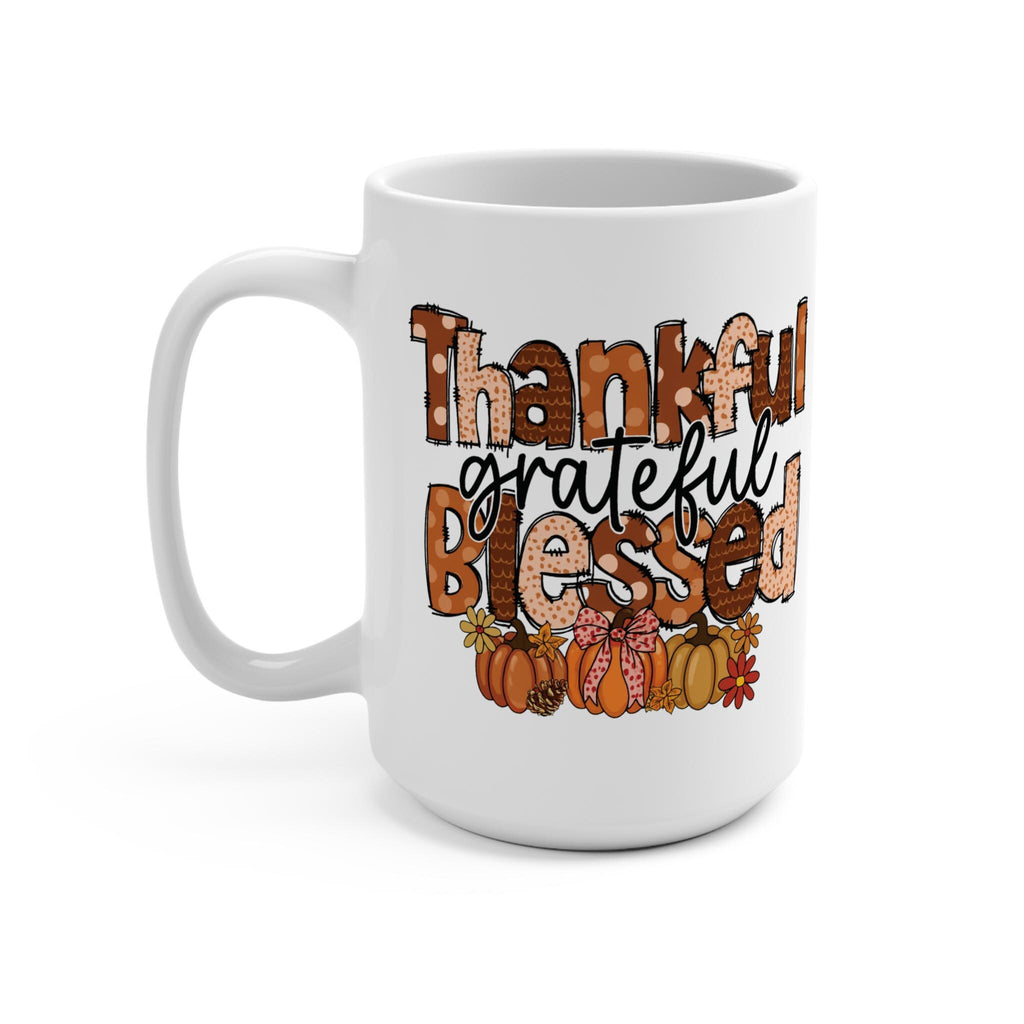 Thankful Grateful Blessed Mug | Fall Coffee Cup, Thanksgiving Gift, Autumn Decor, Cute Mugs for Friends, Cozy Kitchenware