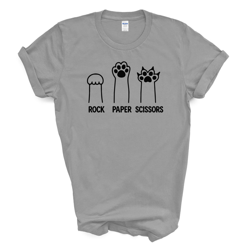 Rock Paper Scissors Cat Paw Shirt Funny Pet Lover Gildan 5000 Tee
