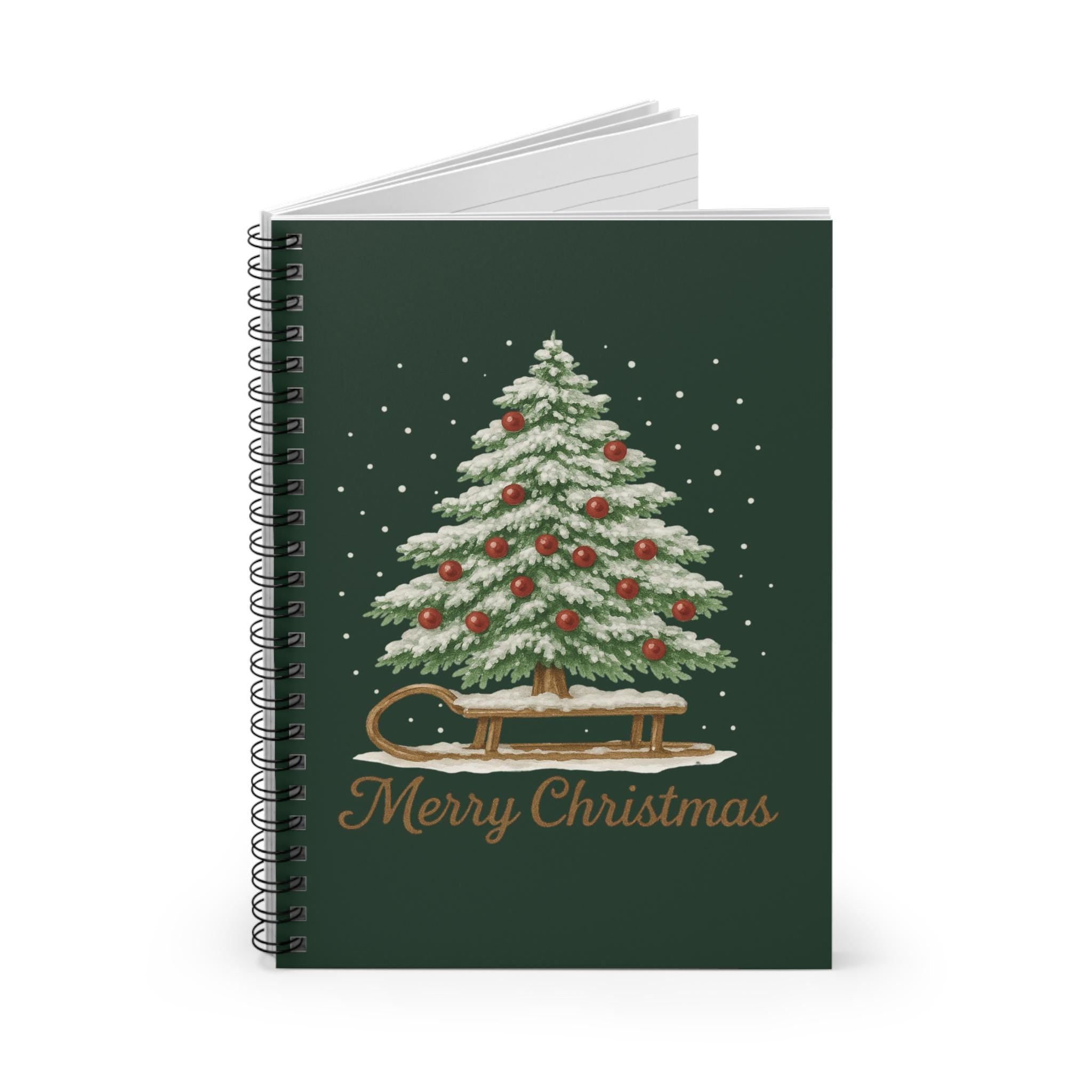 Merry Christmas Spiral Notebook - Festive Journal for Holiday Notes, Gift for Her, December 25th, Xmas Planning, Winter Memories