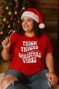 Thick Thighs and Christmas Vibes Cotton T-shirt