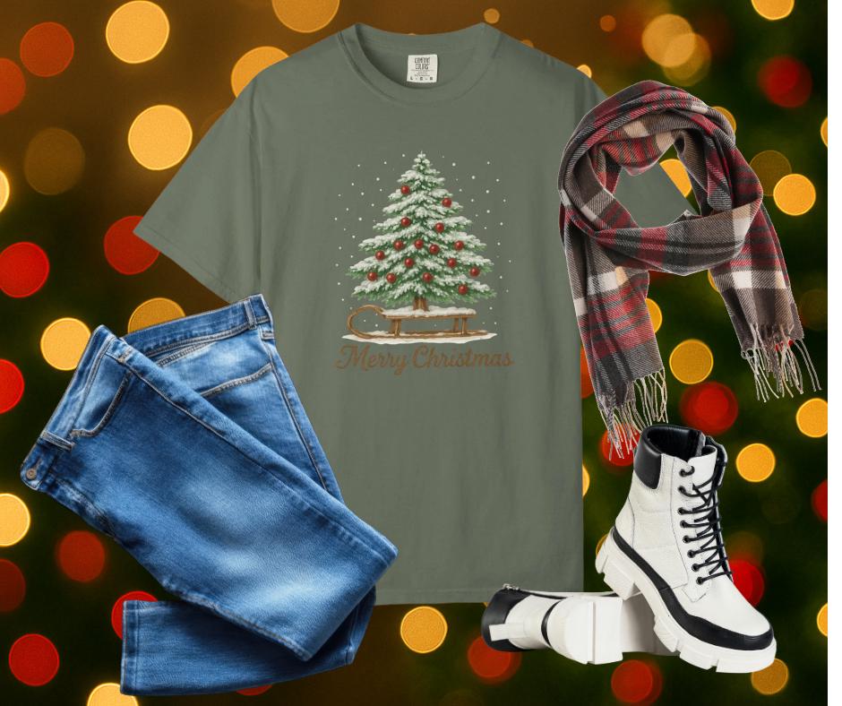 Cozy Christmas T-shirt - Unisex Garment-Dyed Tee, Holiday Gift, Festive Apparel, Casual Christmas Wear