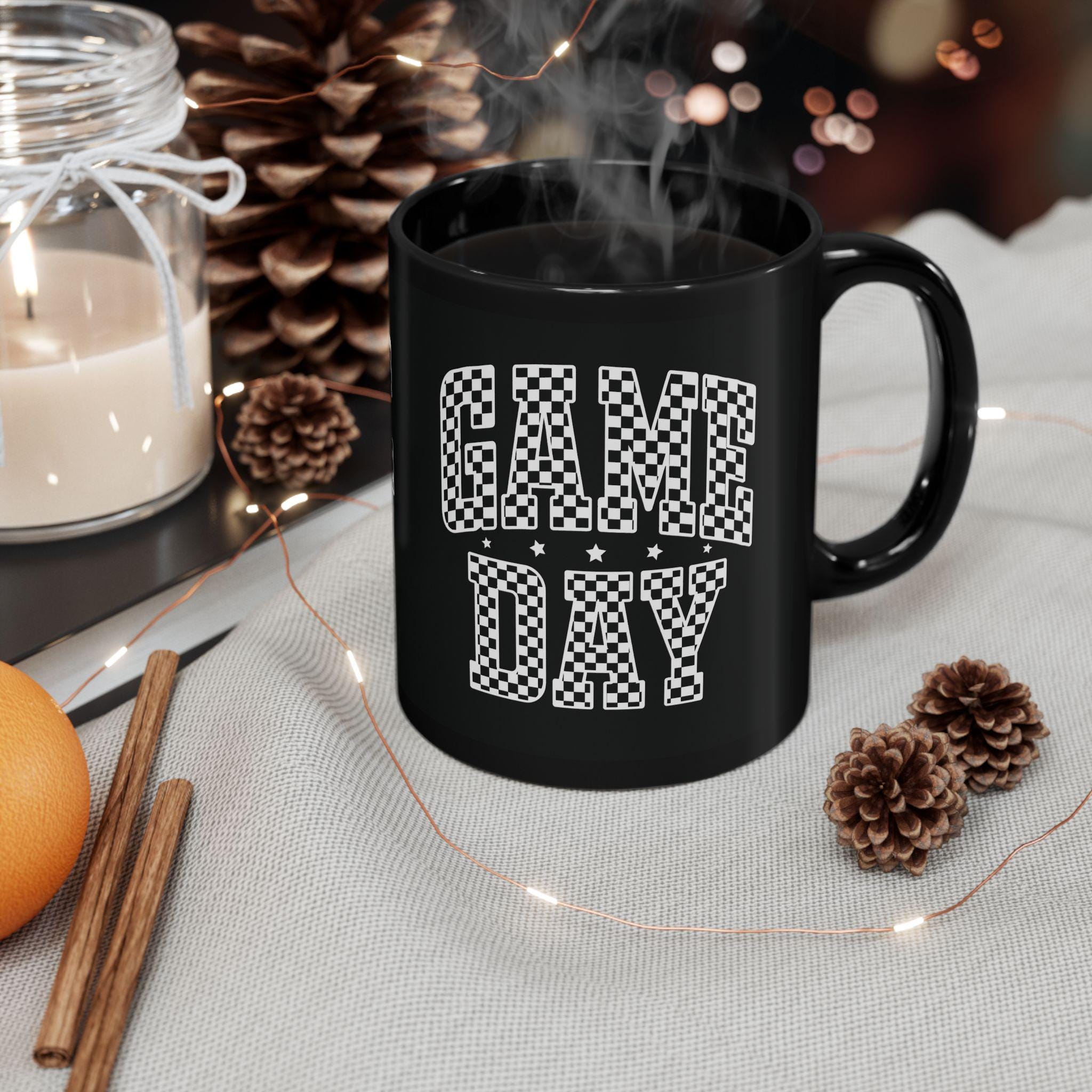 Game Day Black Mug - Perfect for Sports Fans, Coffee Lovers, Gift for Him/Her, Team Spirit, 11oz/15oz