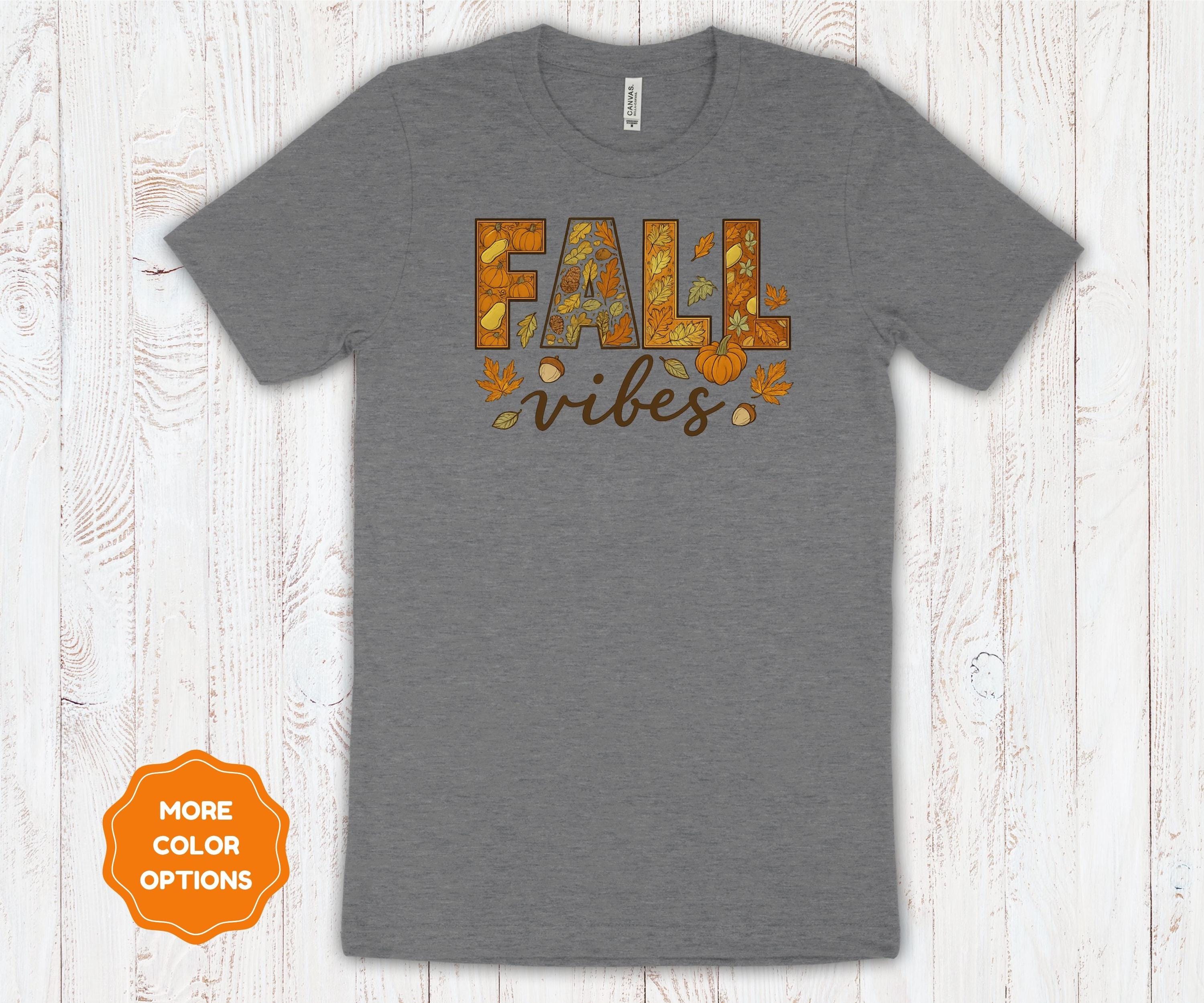 Fall Vibes | Autumn Leaves & Pumpkin Graphic Tee | Cozy Bella Canvas Unisex T-Shirt |